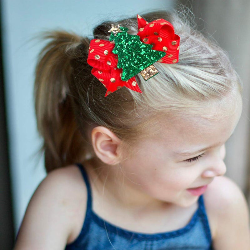 BPNHNA 5 Pcs Christmas Sequins Alligator Clips Girls Hair Clips Bows Barrettes Hair Accessories,Include Santa,Christmas Tree and Cap, Elk Styles - Image 5